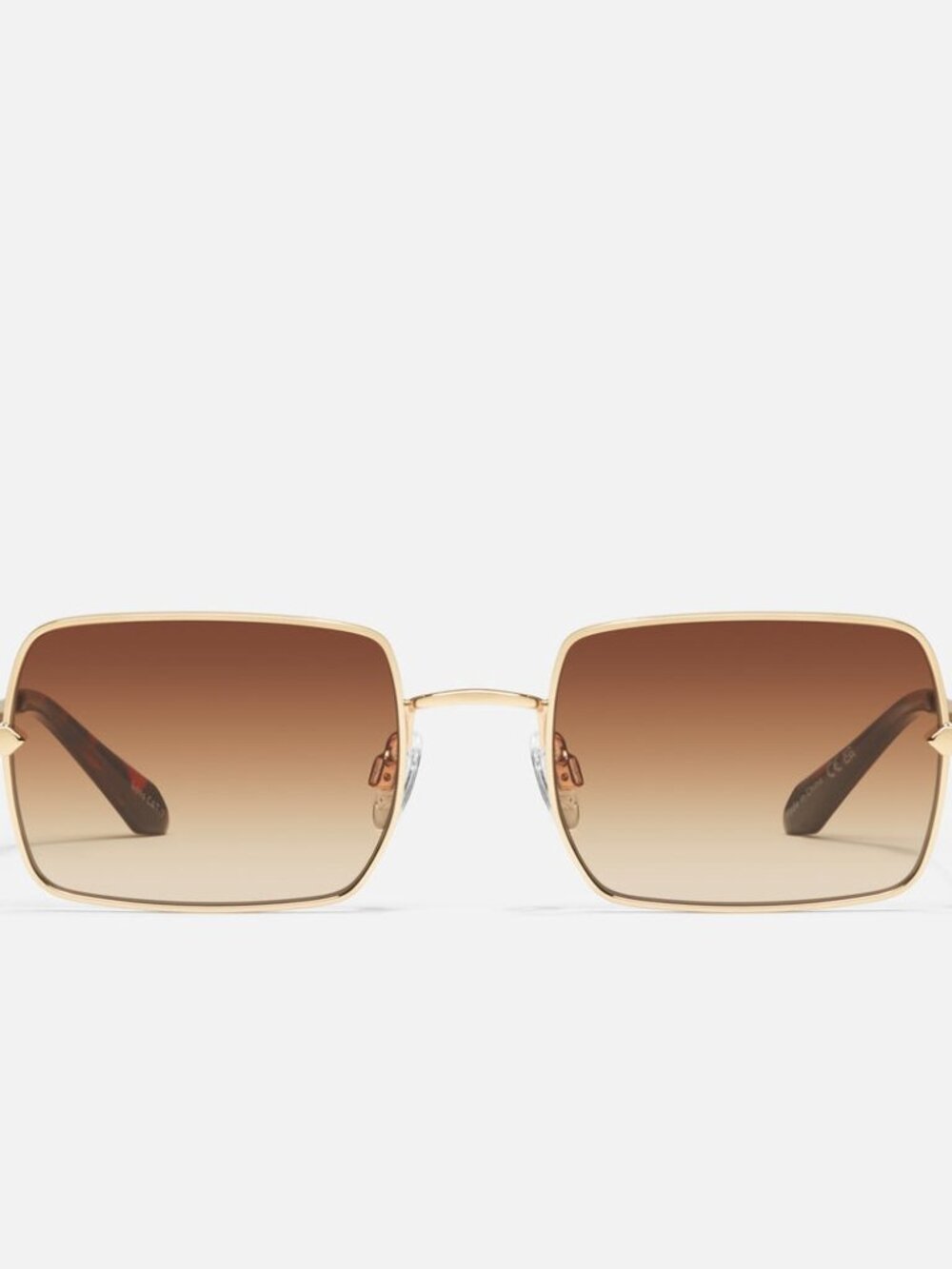 Quay TTYL Golden/Brown Square Frame Unisex Sunglasses Gradients NWT